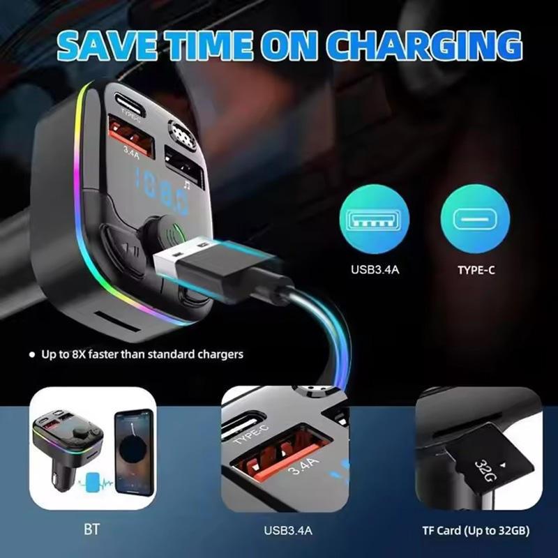 Transmisor FM Bluetooth para Coche con USB-A y USB-C