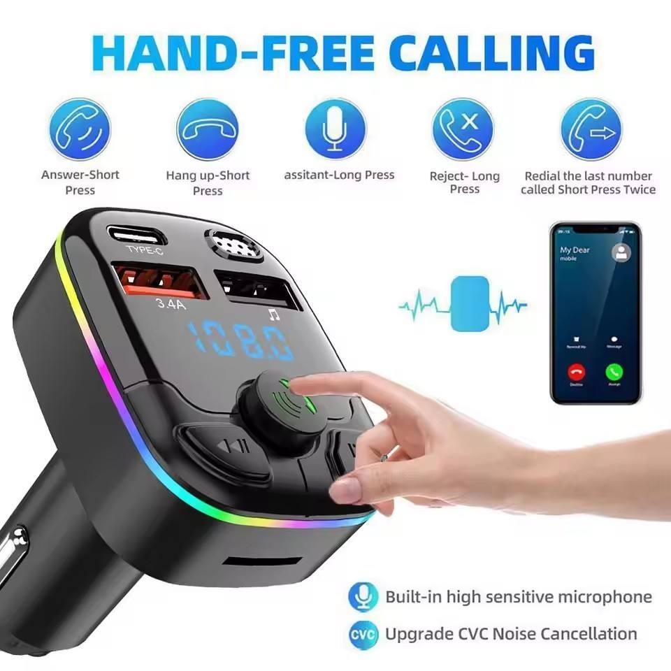 Transmisor FM Bluetooth para Coche con USB-A y USB-C